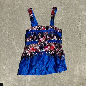 Silk blue floral cami top. So gorgeous flattering easy!!